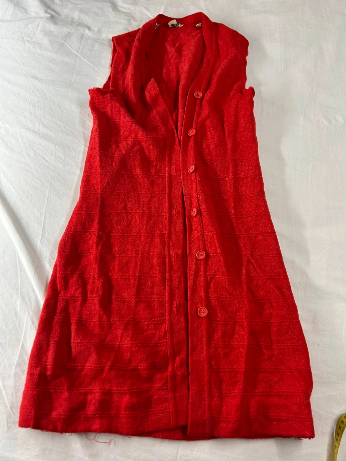 Chaleco rojo de lana de cordero vintage Solfin Paris – photo 2